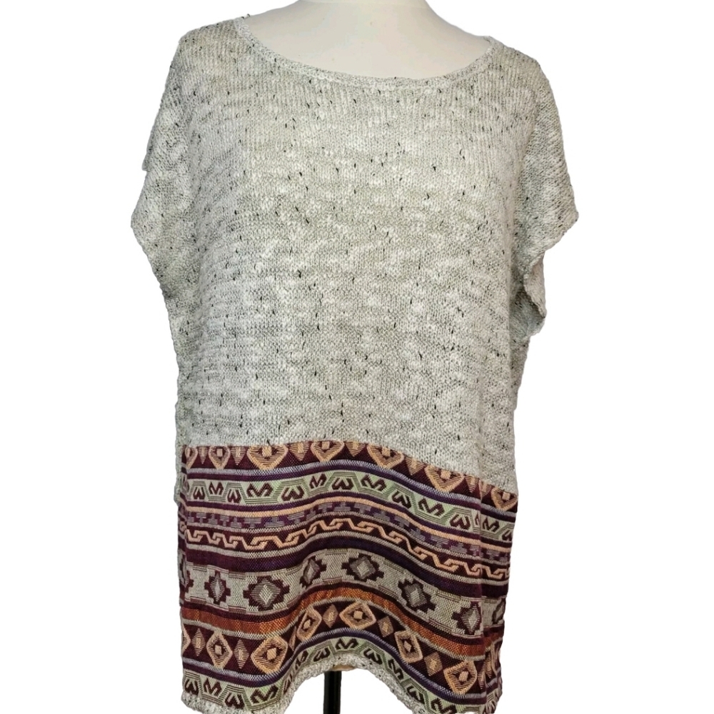 JULIA Women's OS Aztec Embroidered Speckle Vest Boho Western Cowgirl Sweater